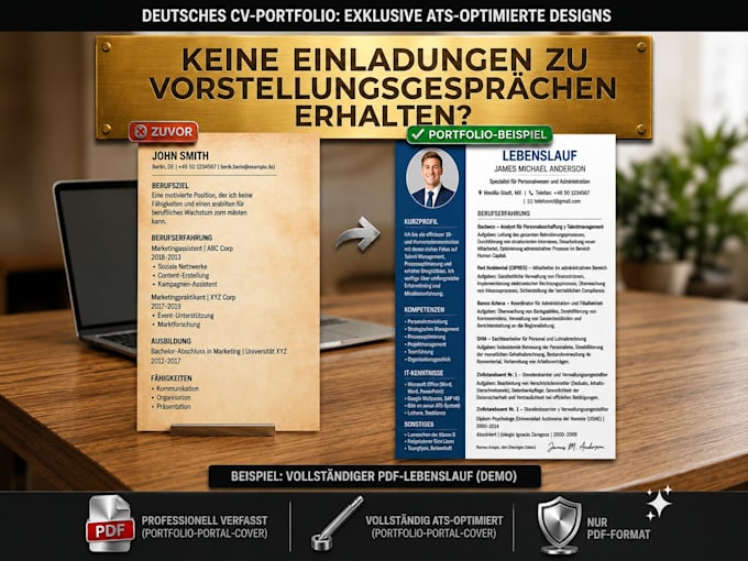 design an ats optimized professional CV or resume for germany