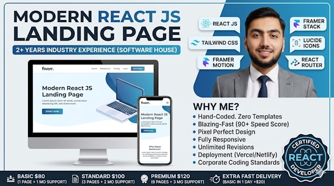 develop a premium UI UX landing page