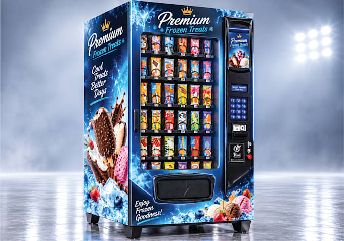 custom vending machine design, vending machine wrap, vending machine, shop front