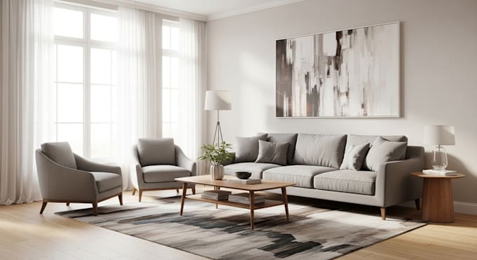design 3d furniture model interior mood board and virtual staging rendering