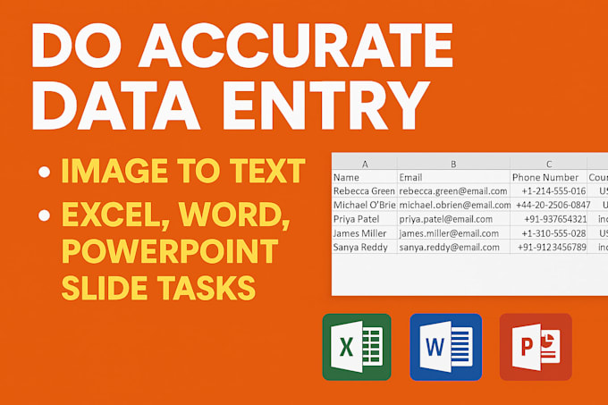 do data entry, image to text and excel, word, power point slide tasks