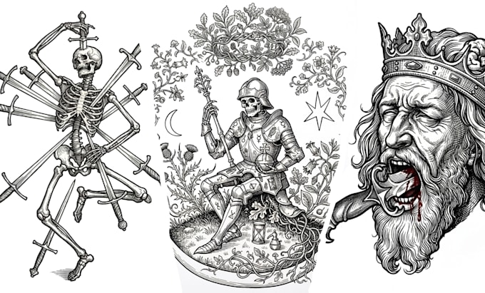 create a beautiful vintage medieval illustration