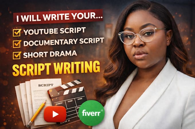 write youtube script, documentary script, short drama, script writing
