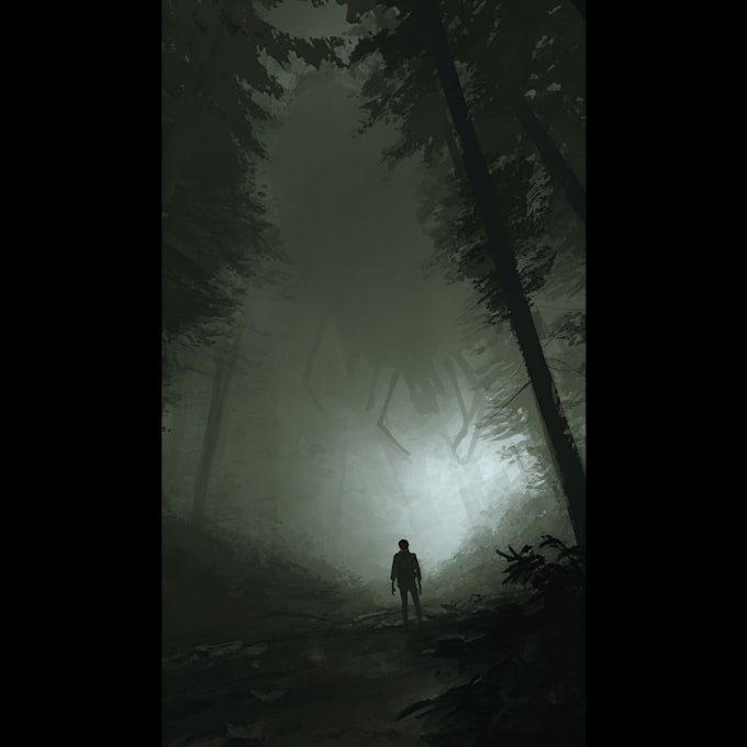 draw horror dark environment concept art or landscape
