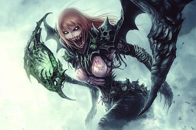 draw dark fantasy art and horror illustration