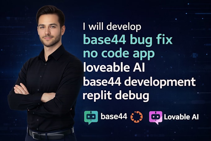 develop base44 bug fix no code app loveable ai base44 development replit debug
