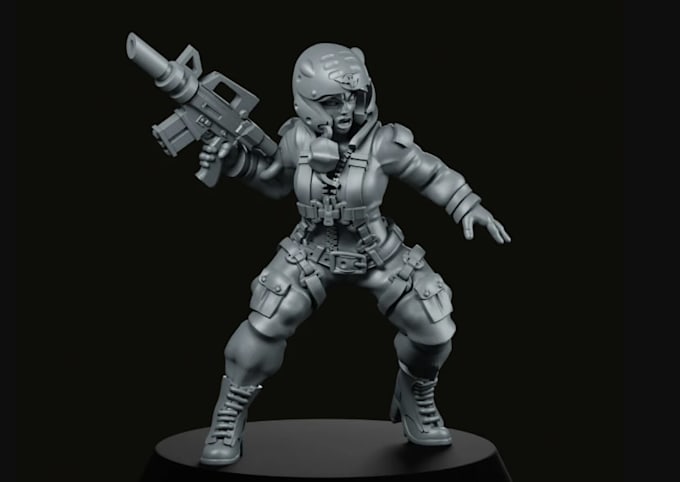 do 3d realistic soldier miniature,rpg tabletop character,3d sci fi model,zbrush