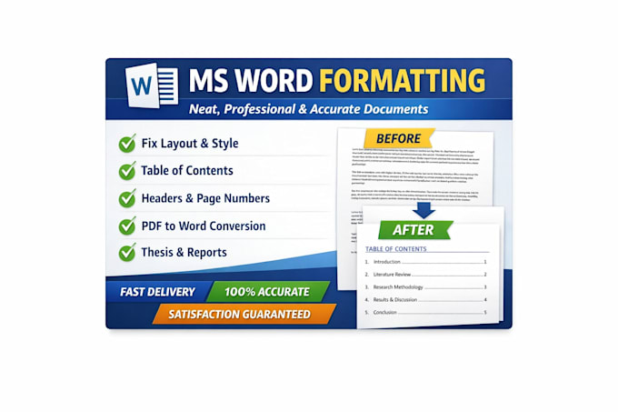 do professional ms word formatting, editing and document design
