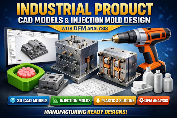 industrial product cad model, silicone plastic injection mold, moldflow analysis