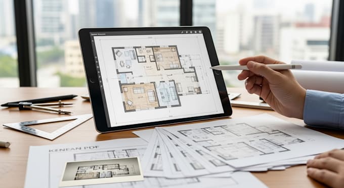 redraw floor plan from sketch, pdf or image