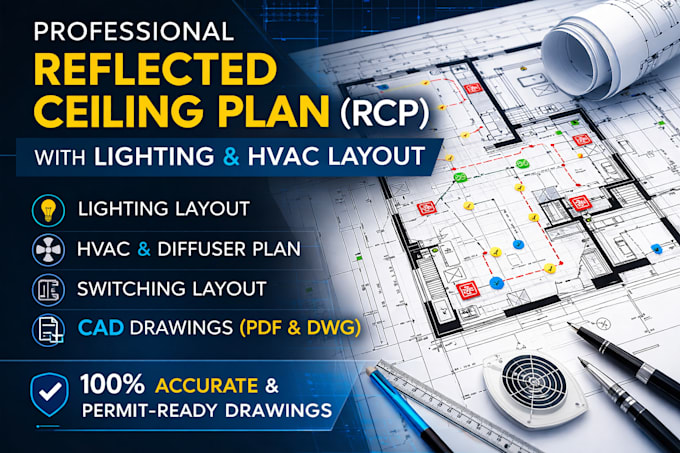 Design professional reflected ceiling plan rcp with lighting and hvac ...