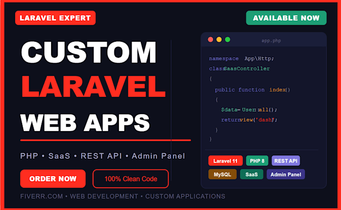 develop custom php laravel web application or saas platform