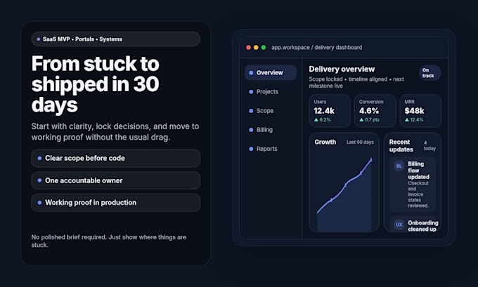 build your saas mvp, client portal, or custom web app