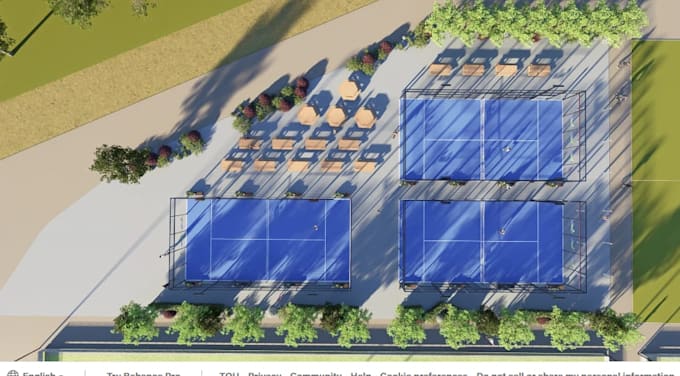 develop sport complex facility,padel court concept, recreational area rendering