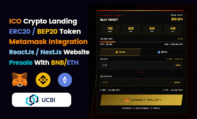 develop ico presale landing with metamask using nextjs reactjs