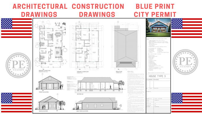 do architectural drawings and construction blueprints for city permits