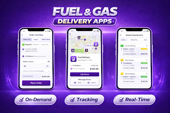 develop fuel delivery app, gas station app, gas delivery app, tracking app