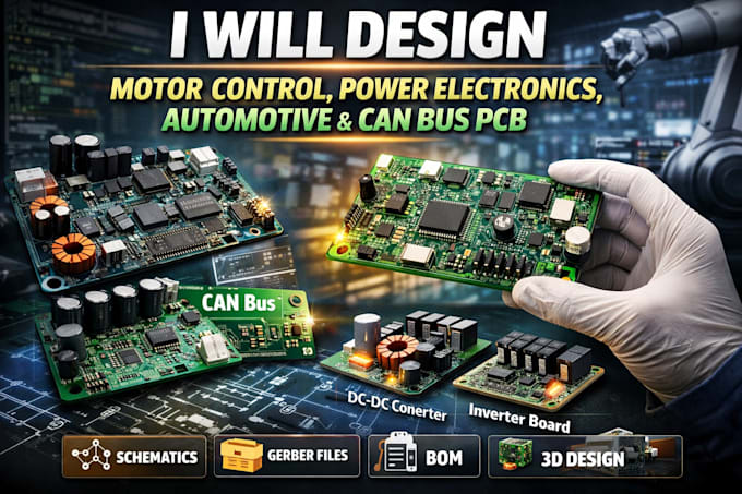 design motor control, power electronics automotive and canbus pcb