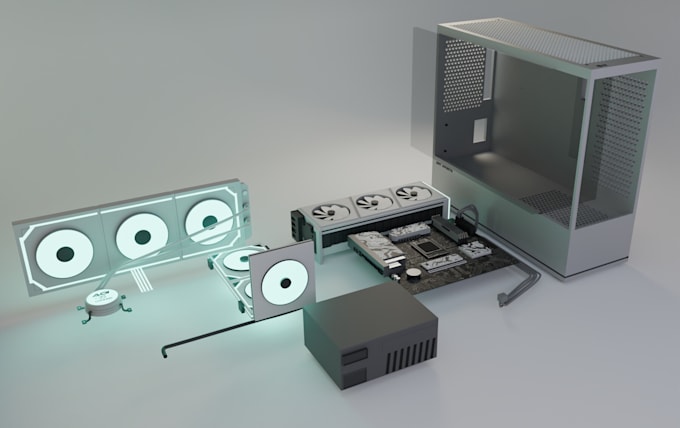 Render 3d productmodel, gaming pc case ontwerp, computer case of ...