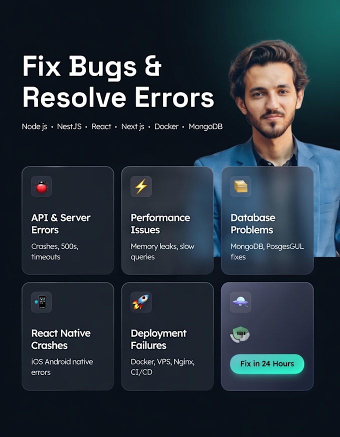 debug and fix your node js, nestjs, react or next js app