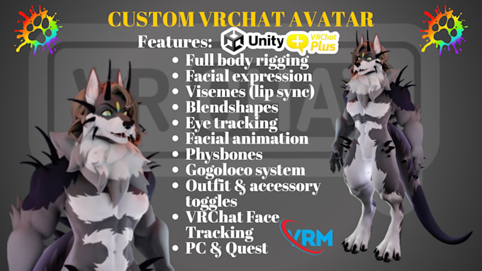 make 3d furry avatar anime vrc model furry nsfw  anime vtuber avatar commission