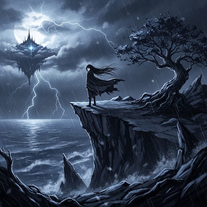 draw dark anime style art illustration