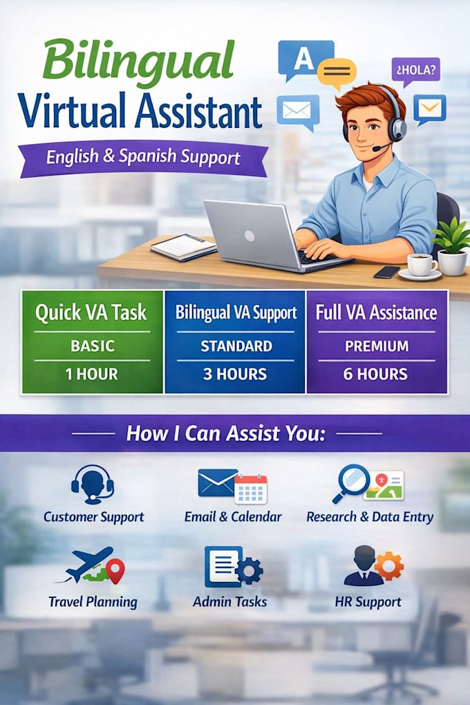 be your reliable bilingual virtual assistant for admin, customer service