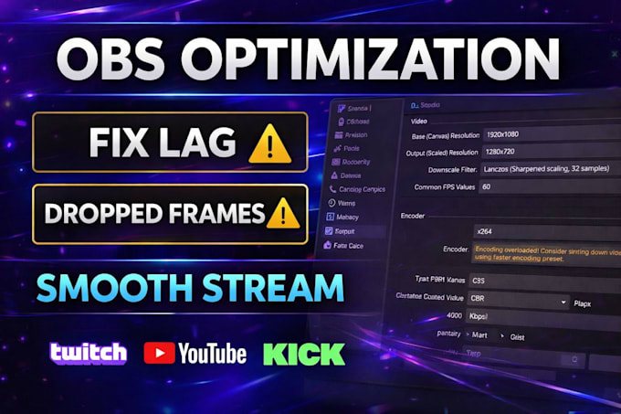 optimize obs studio for smooth streaming and fix lag or dropped frames
