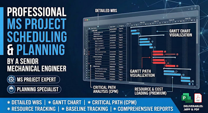 create a professional project schedule and gantt chart using ms project