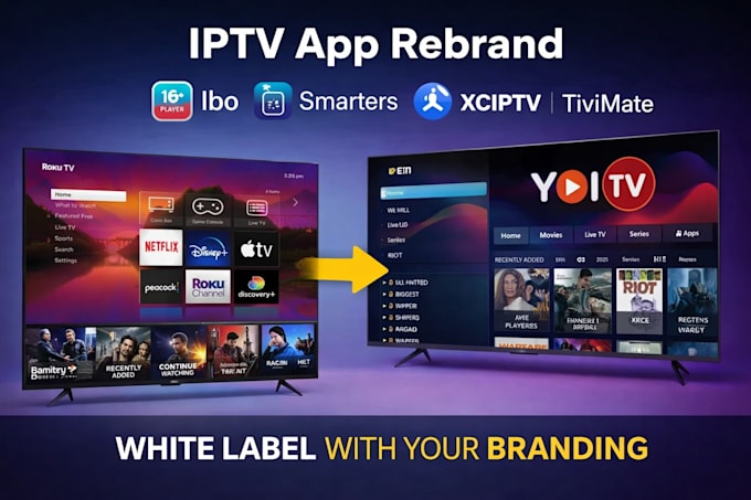 Rebrand ibo player pro ibo xciptv smarters iptv tivimate iptv sparkle ...