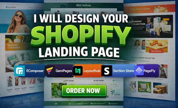 design shopify landing page ecomposer gempages layouthub section store pagefly