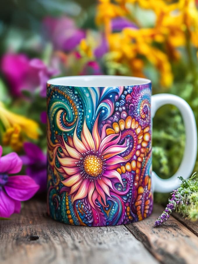 do coffee mug design in unique style