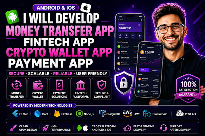 develop money transfer app fintech app crypto wallet app payment app