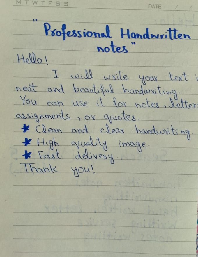 write handwritten assignments and notes for you