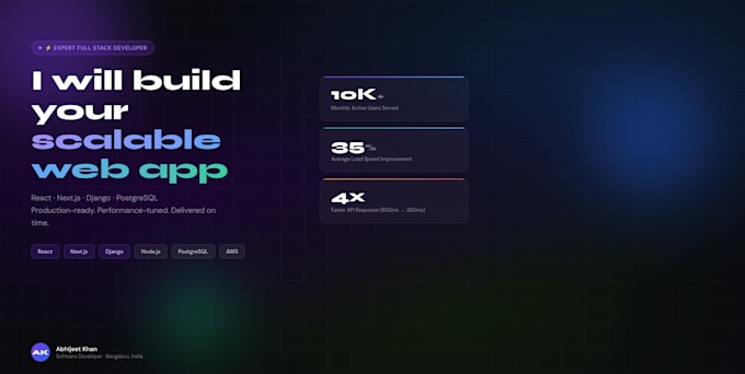 build a scalable full stack web and mobile app using react, nextjs and django