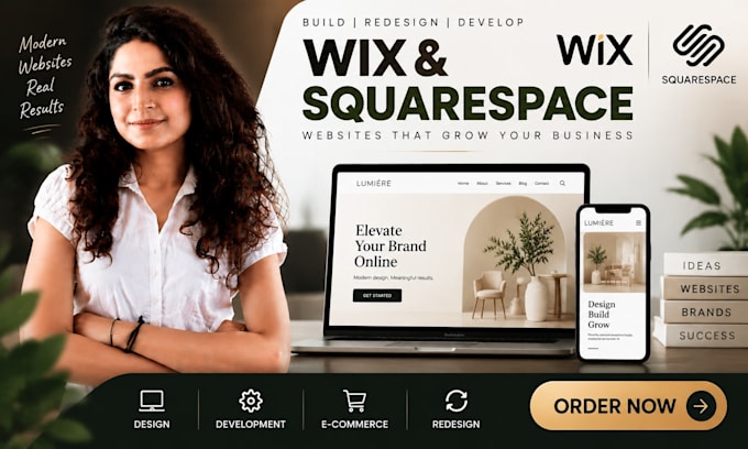 build wix website design squarespace website development redesign wix ecommerce
