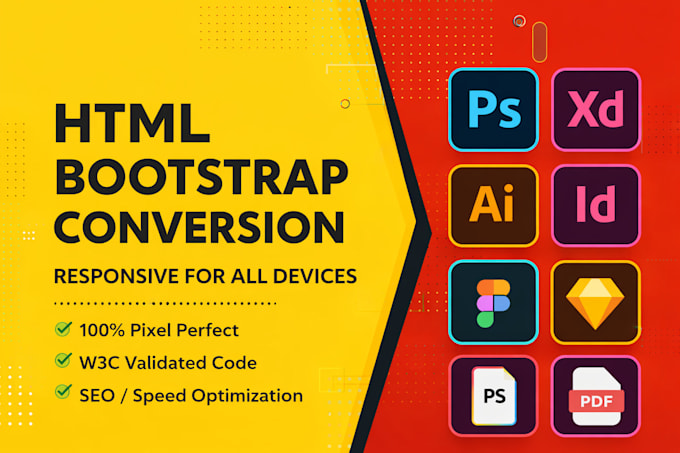 convert figma to html, xd to html, psd to html responsive bootstrap website