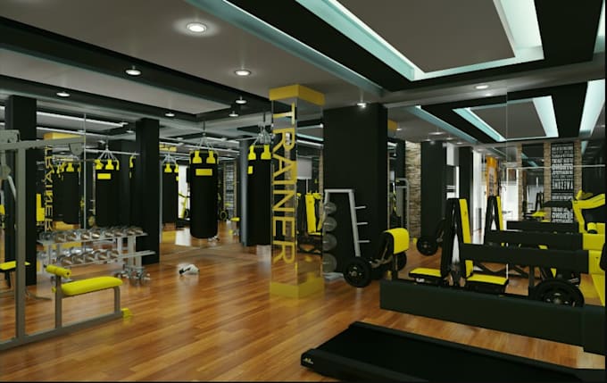 Redesign modern 3d gym interior, fitness center, workout studio, gym ...