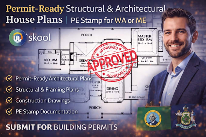 Do permit ready structural architectural plan house plan pe stamp for ...