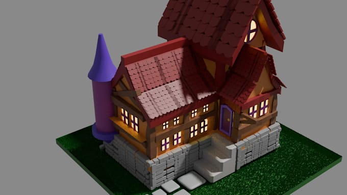 create a modern 3d house model for games