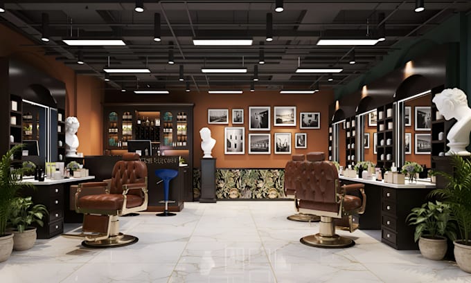 Create barbershop interior design and 3d rendering by Mduc_nguyenn | Fiverr