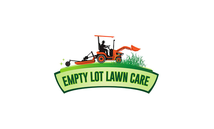 make tractor illustration logo for empty lot lawn care