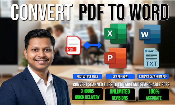 convert pdf to word, excel, ocr with in 3 hour