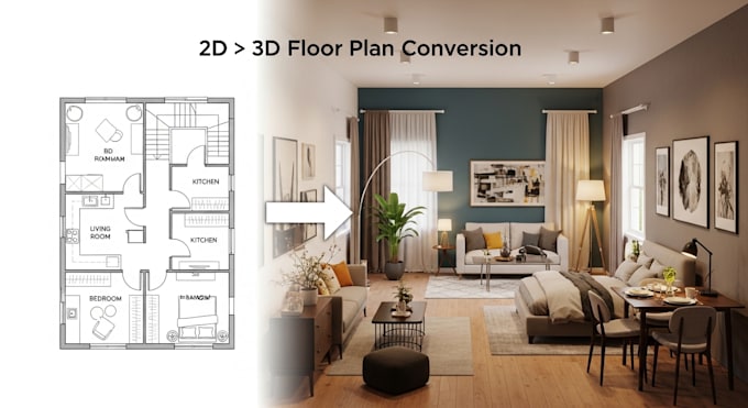 create realistic 3d floor plan and 2d floor plan for your home