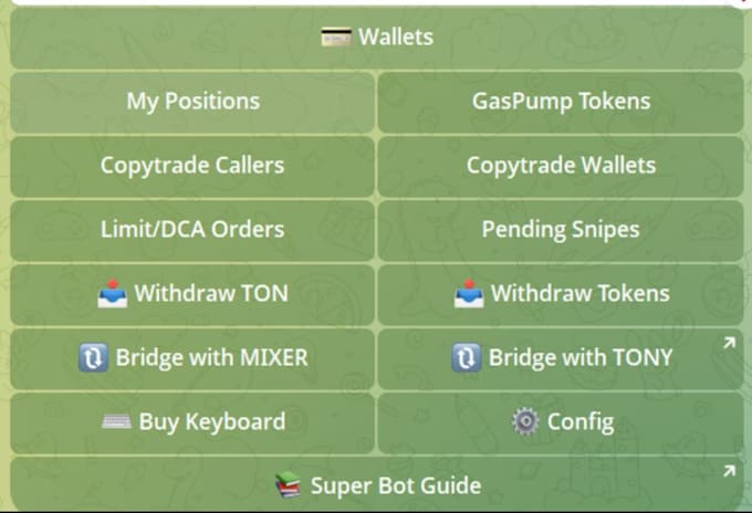 build telegram game bot, telegram volume bot, telegram escrow bot, tracker bot