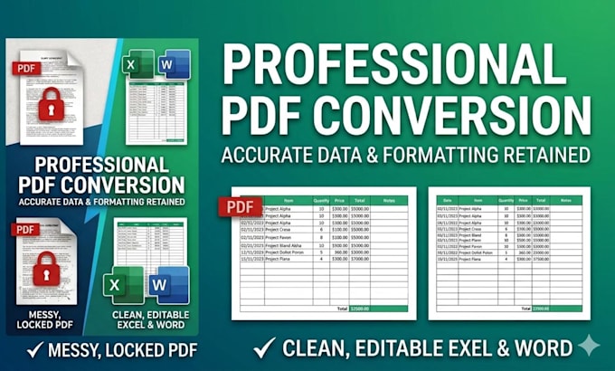 do PDF to word and excel conversion professionally