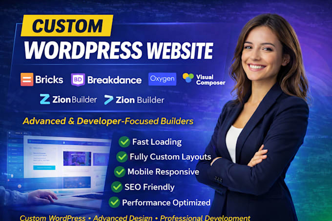 Design custom wordpress website using bricks breakdance oxygen visual ...