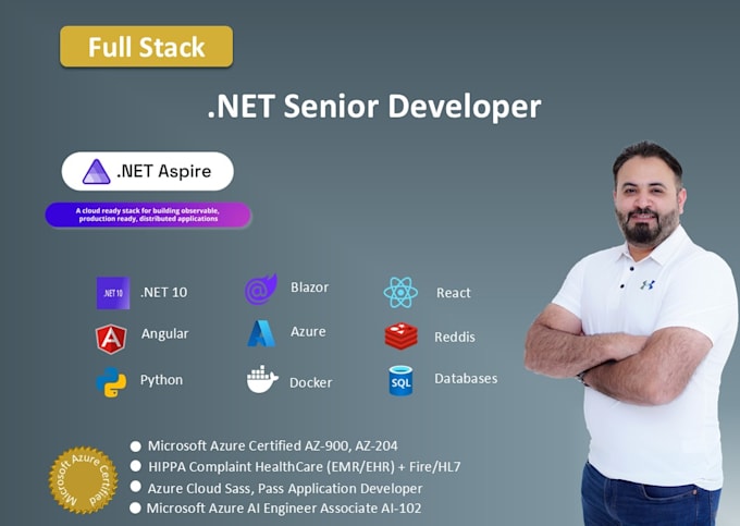 do full stack dot net senior developer, azure  microservices, restful API
