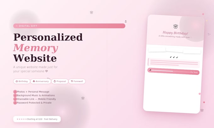 create a personalized memory website for any special occasion