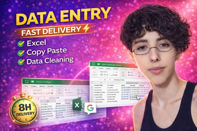 do accurate excel data entry, data cleaning and web research
